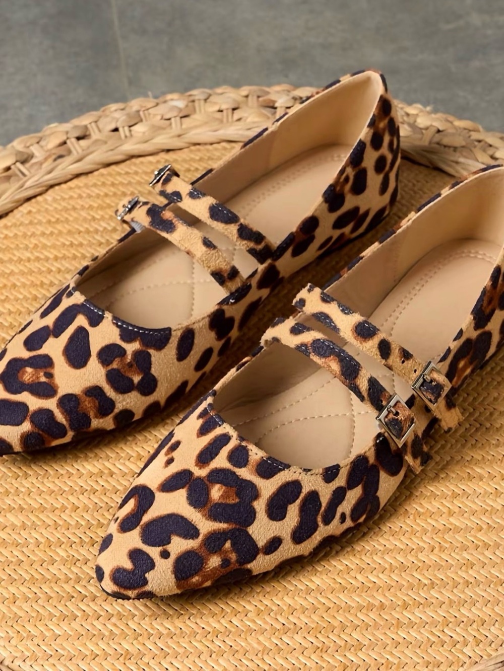 Leopard Print Mary Jane Flats - Women Shoes